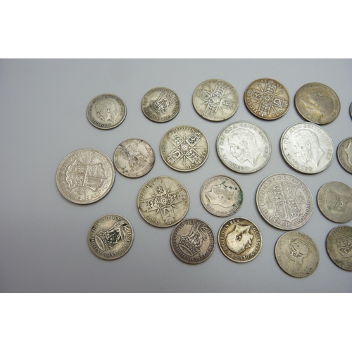 7291 - A collection of silver coins, 71g of pre 1920 and 260g of 1920 to 1946