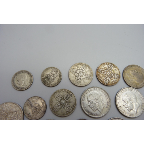 7291 - A collection of silver coins, 71g of pre 1920 and 260g of 1920 to 1946