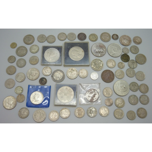 7294 - A collection of coins, mainly 20th Century British including crowns, also four USA coins, 1958, 1961... 