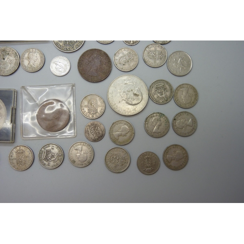 7294 - A collection of coins, mainly 20th Century British including crowns, also four USA coins, 1958, 1961... 