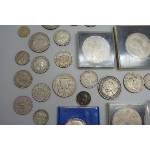 7294 - A collection of coins, mainly 20th Century British including crowns, also four USA coins, 1958, 1961... 