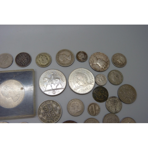 7294 - A collection of coins, mainly 20th Century British including crowns, also four USA coins, 1958, 1961... 