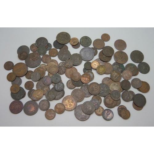 7295 - A collection of coins and tokens, mostly 19th Century, Canada, USA, East India Company, regional, et... 