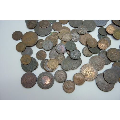 7295 - A collection of coins and tokens, mostly 19th Century, Canada, USA, East India Company, regional, et... 