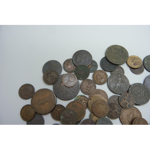 7295 - A collection of coins and tokens, mostly 19th Century, Canada, USA, East India Company, regional, et... 