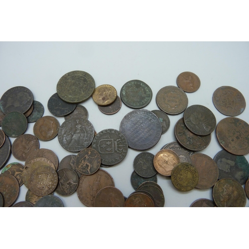 7295 - A collection of coins and tokens, mostly 19th Century, Canada, USA, East India Company, regional, et... 