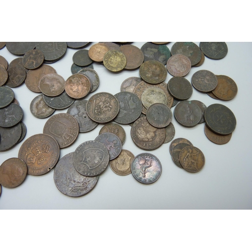 7295 - A collection of coins and tokens, mostly 19th Century, Canada, USA, East India Company, regional, et... 