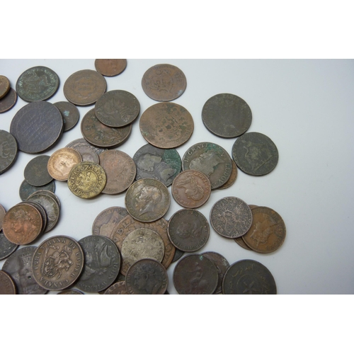 7295 - A collection of coins and tokens, mostly 19th Century, Canada, USA, East India Company, regional, et... 