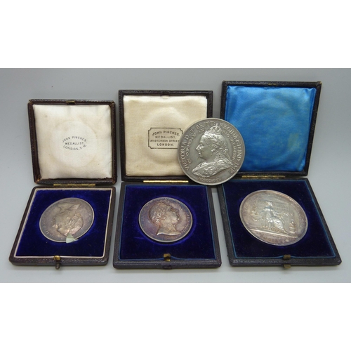 7303 - Four medallions; two late Victorian Royal Horticultural Society, Durham, Northumberland and Newcastl... 