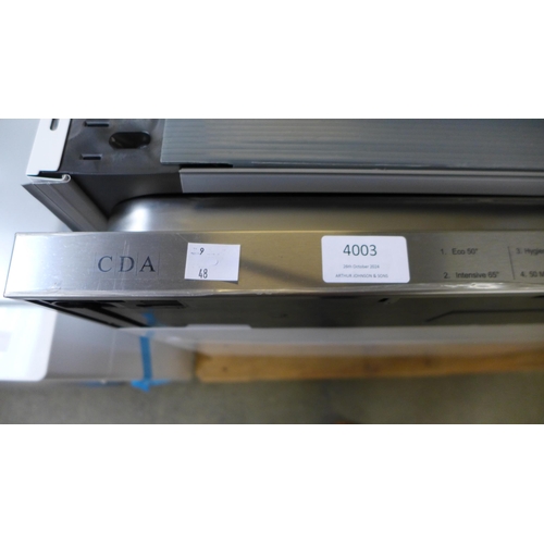 4003 - CDA Integrated Sliding Hinge Dishwasher, Original RRP £415.84 inc Vat (464-48) *This lot is subject ... 