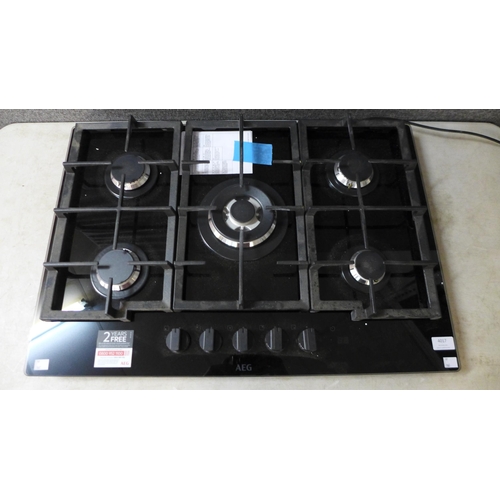 4017 - AEG 5 Burner Gas on Glass Hob- model no - HKB75450NB, Original RRP £474.17 inc Vat (464-102) *This l... 