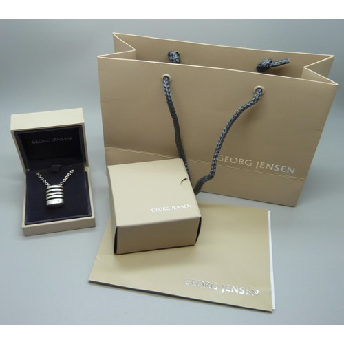 7135A - A silver Georg Jensen pendant and chain, number 203, with box and receipt dated 2008, Georg Jensen, ... 