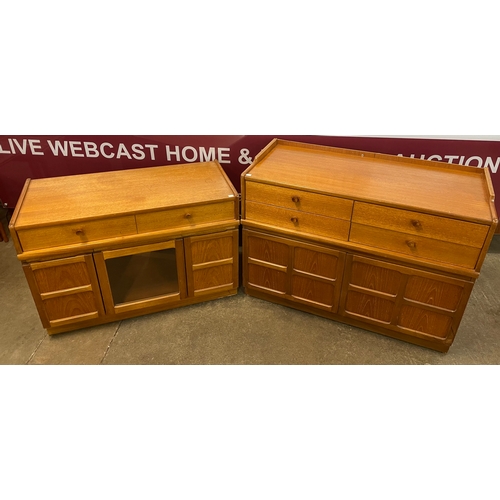 13 - A Nathan Squares teak sideboard and matching media cabinet