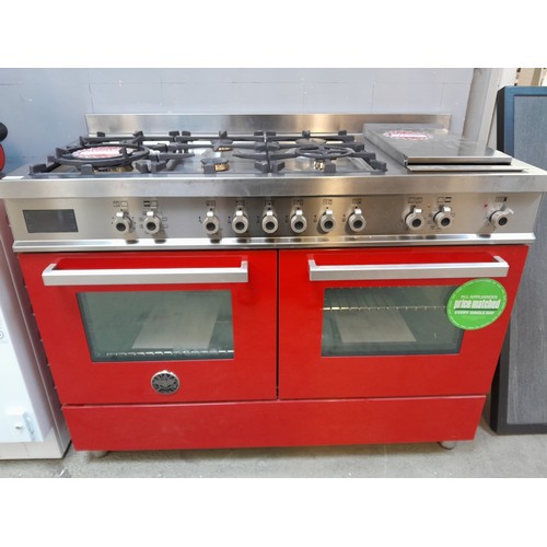 4112 - A Bertazzoni Italia Professional 120cm  6 burner gas range cooker with griddle and electric double o... 