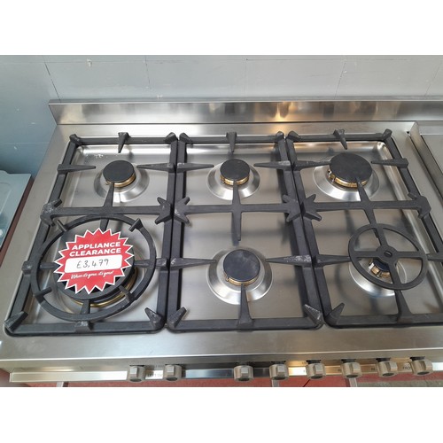 4112 - A Bertazzoni Italia Professional 120cm  6 burner gas range cooker with griddle and electric double o... 