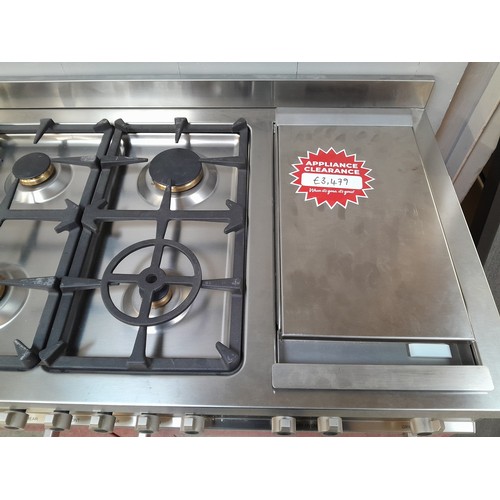 4112 - A Bertazzoni Italia Professional 120cm  6 burner gas range cooker with griddle and electric double o... 