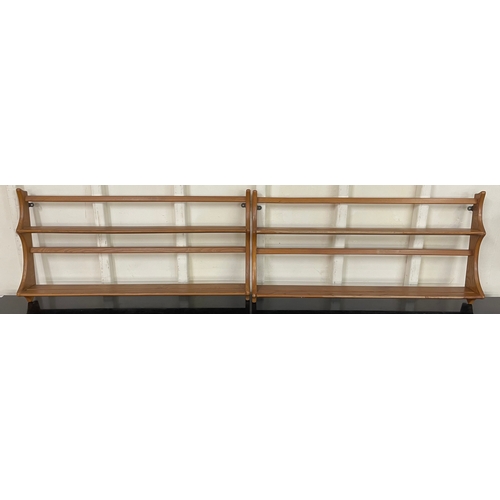 35 - A pair of Ercol Golden Dawn ash wall hanging shelves