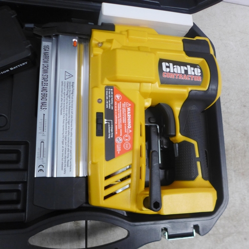 5003 - A Clarke Contractor CONSN18LIC 18V cordless nailer/stapler with battery in case