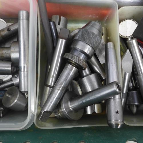 5037 - A large amount of assorted lathe tooling and attachments including drill bits, metal working tools, ... 