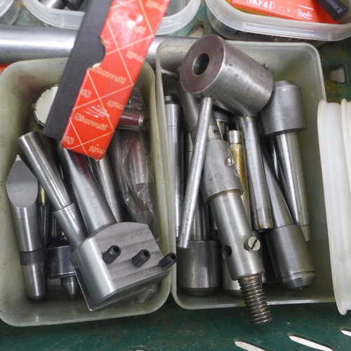 5037 - A large amount of assorted lathe tooling and attachments including drill bits, metal working tools, ... 