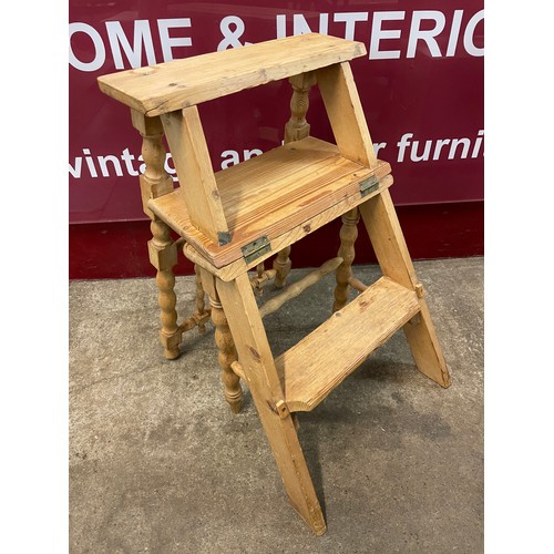 122 - A Victorian pine metamorphic library chair/steps