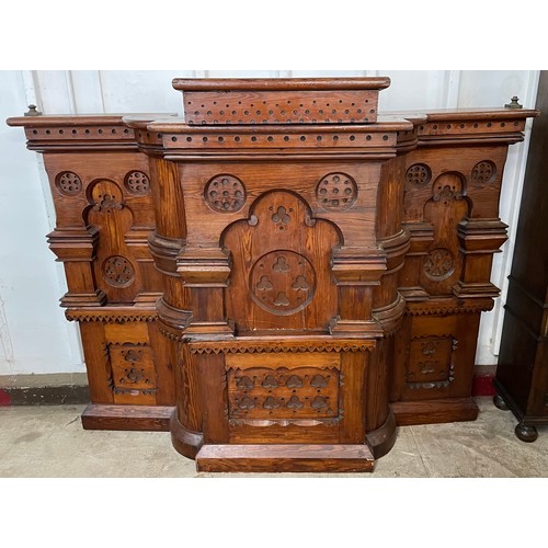 144 - A Victorian Gothic Revival pitch pine church pulpit