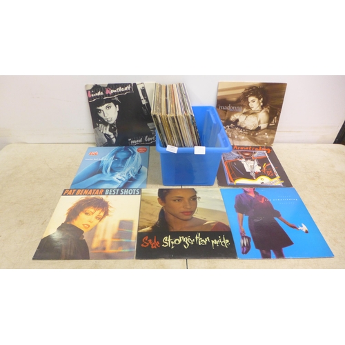 5057 - 45 LP records including Sade, Pat Benatar, Madonna, Joan Armatrading, Alison Moyet, Diana Ross, etc.