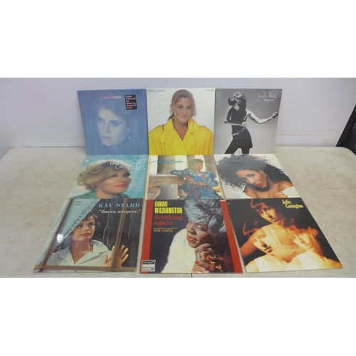 5057 - 45 LP records including Sade, Pat Benatar, Madonna, Joan Armatrading, Alison Moyet, Diana Ross, etc.