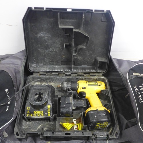 5002 - A DeWalt 12v electric drill with 2 12v DeWalt batteries and a 12v battery charger in case + a GM whe... 