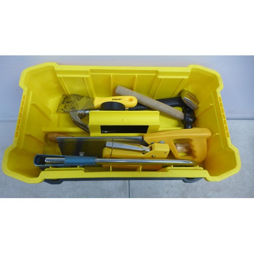 5029 - 2 Stanley toolboxes with a variety of mostly Stanley tools including screwdrivers, a tape measure, k... 