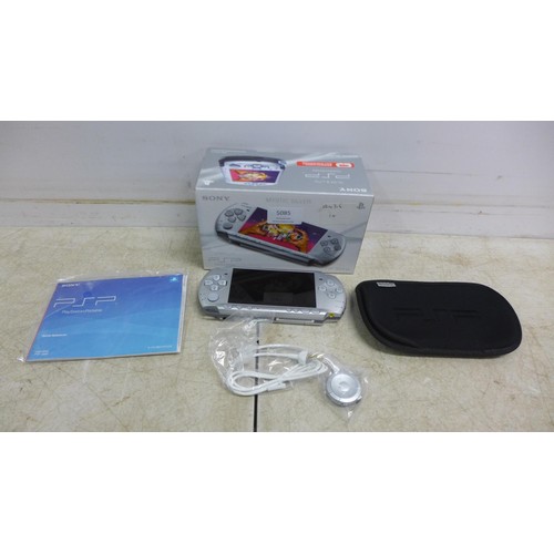 5055 - A Sony PSP Slim and Lite Mystic silver hand held console - PSP-3003 MS in box