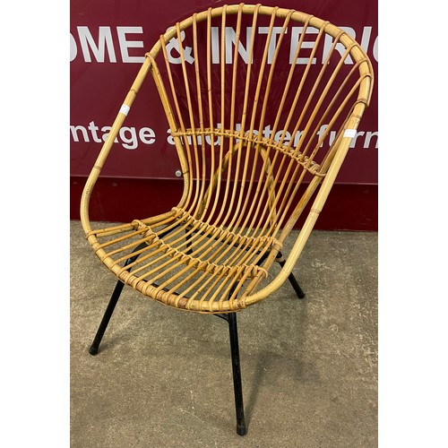 63 - An Italian bamboo and tubular metal tub chair