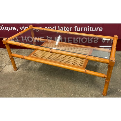 66 - A G-Plan teak, faux bamboo and glass topped coffee table