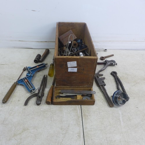 5005 - 2 boxes of tools including wrenches, sockets, adjustable wrenches, screwdrivers, etc.