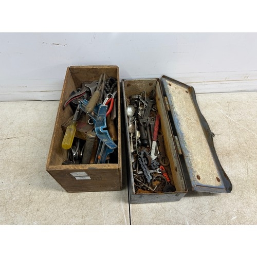 5005 - 2 boxes of tools including wrenches, sockets, adjustable wrenches, screwdrivers, etc.