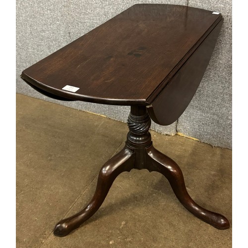 155 - A George III and later oak and mahogany tripod drop leaf table