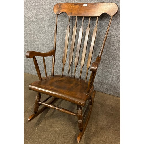 157 - A beech farmhouse rocking chair