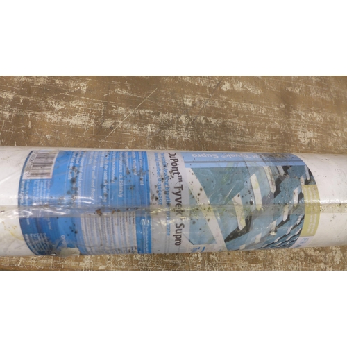 5136 - 2 rolls of Juta easy-trim master 112 breather membrane and a roll of Dupont Tuvek Supro breather mem... 