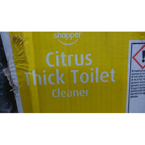 5174 - A box of 9 x 750ml bottles of citrus thick toilet cleaner and a box of 6 x 1 litre bottles of Clean ... 