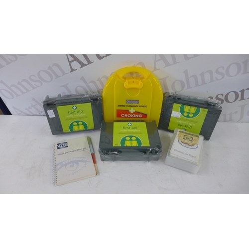 5175 - Three sealed workplace first aid kits, assorted visual communication air cards and an airway clearan... 