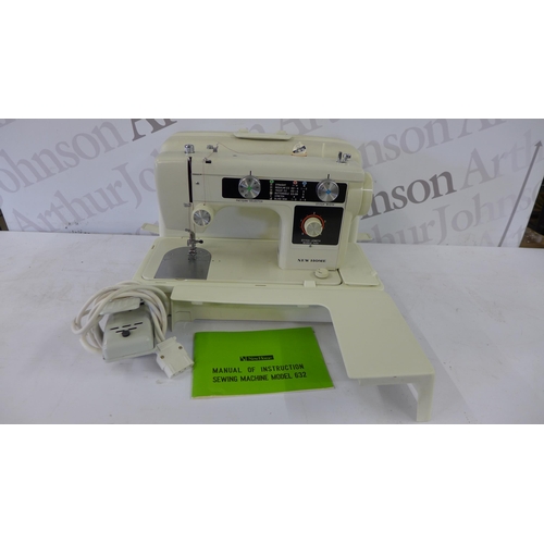 5182 - A NewHome model 632 electric sewing machine with pedal - in a hard case