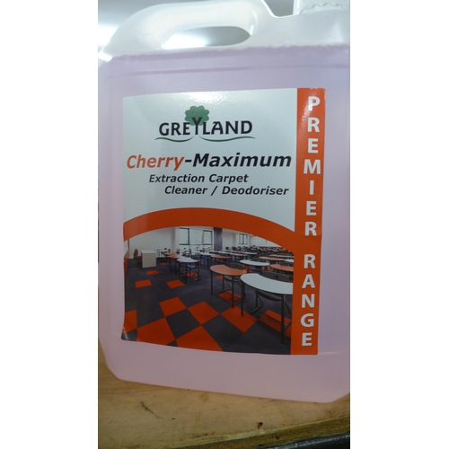 5201 - 4 x 5 litre bottles of Greyland Cherry-Maximum Extraction carpet cleaner/deodoriser and a 5 litre bo... 