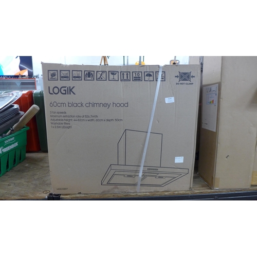 5241 - A Logik 60cm black chimney hood - boxed