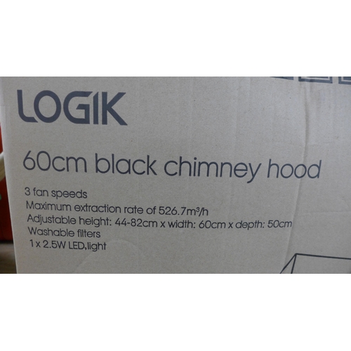 5241 - A Logik 60cm black chimney hood - boxed