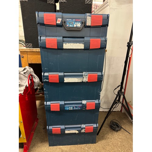 5020 - Five empty Bosch stacking tool cases