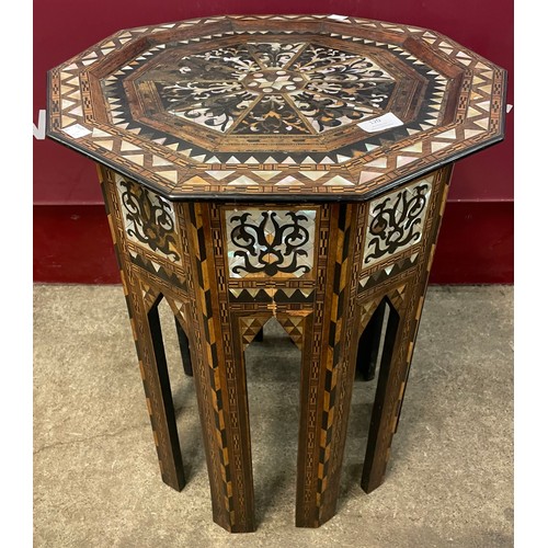 120 - A Moorish mahogany and mother of pearl inlaid decagonal occasional table