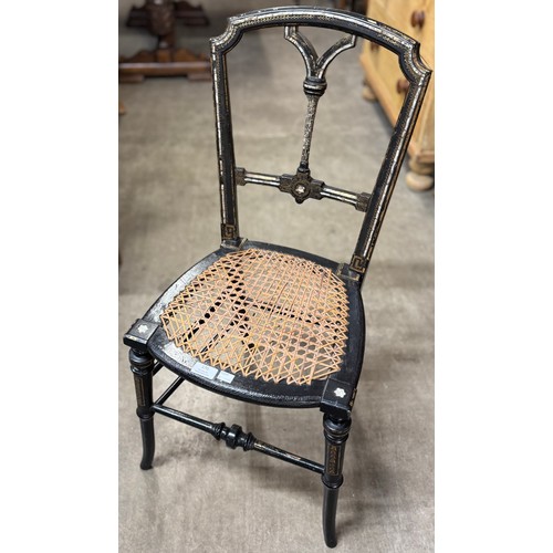 170 - A black lacquered and mother of pearl inlaid side chair