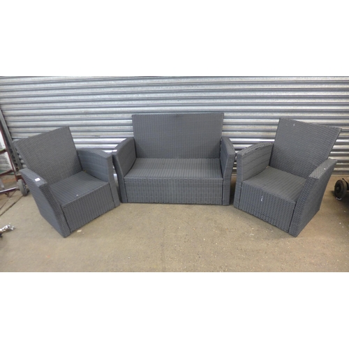 5115A - A three piece garden patio set  2 seat sofa and 2 arm chairs  *Police repossession