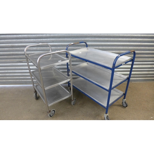 5116 - two x 3 level steel trolleys