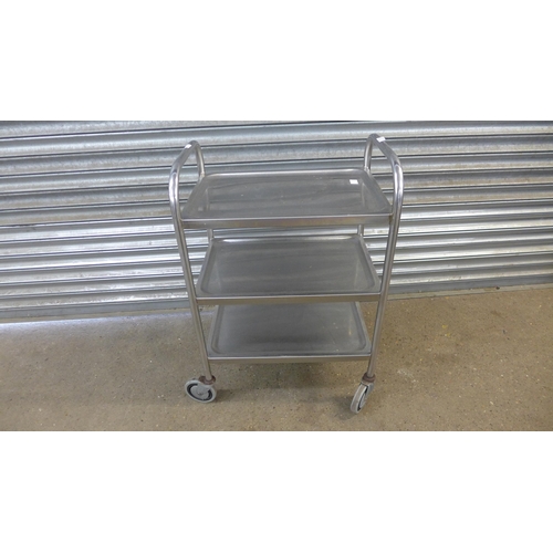 5116 - two x 3 level steel trolleys